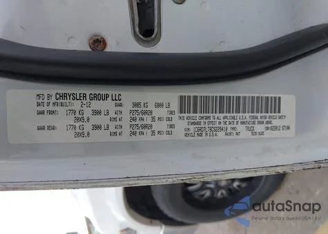 2012 Ram 1500 Slt z USA, uszkodzony, nr VIN 1C6RD7LT8CS229410